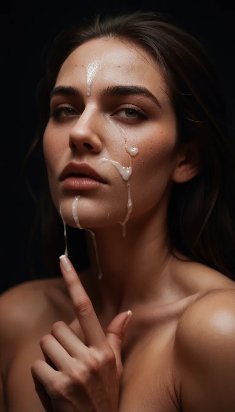RAW photo, ultra realistic, couple, cum on face, fingernails, black background, natural skin texture