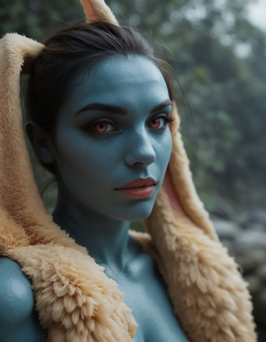 Make a Pokémon girl trans video lopunny and vaporeon, score_9, score_8, candid photo, realistic skin texture, visible skin pores, film grain, depth of field
