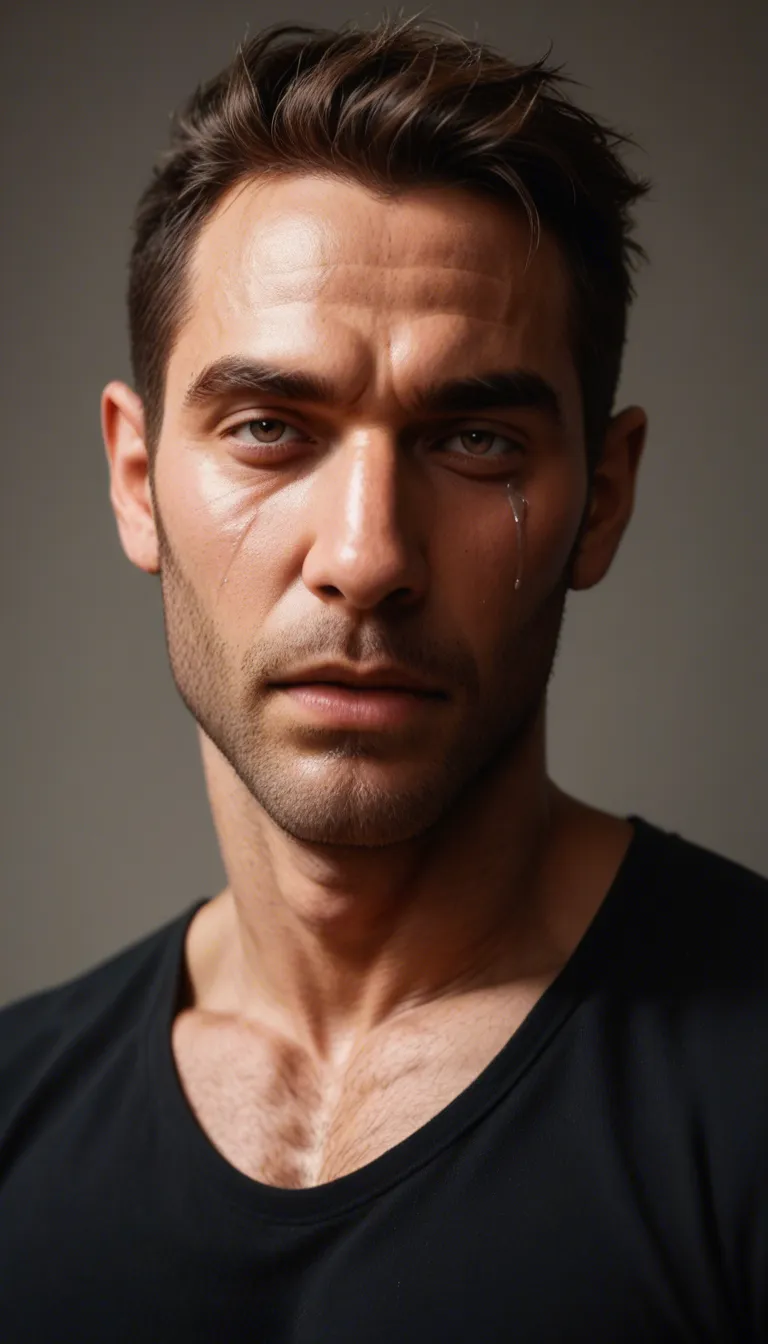 A very man is crying with pleasure as a handsome, muscular man fucks him., score_9, score_8, candid photo, realistic skin texture, visible skin pores, film grain, depth of field