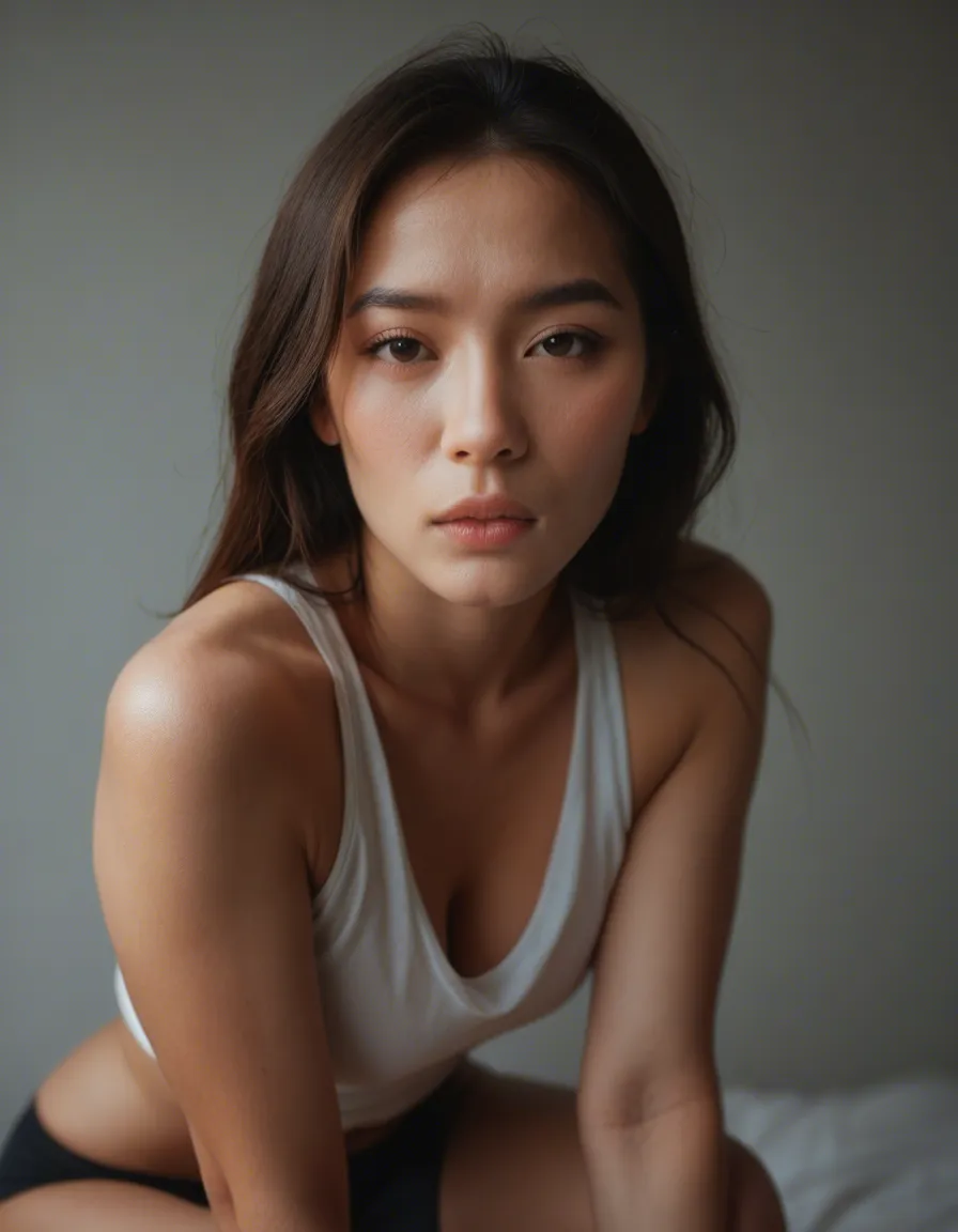 A cute Asian girl with a K-pop like look is sucking your Dick on her knees, score_9, score_8, candid photo, realistic skin texture, visible skin pores, film grain, depth of field