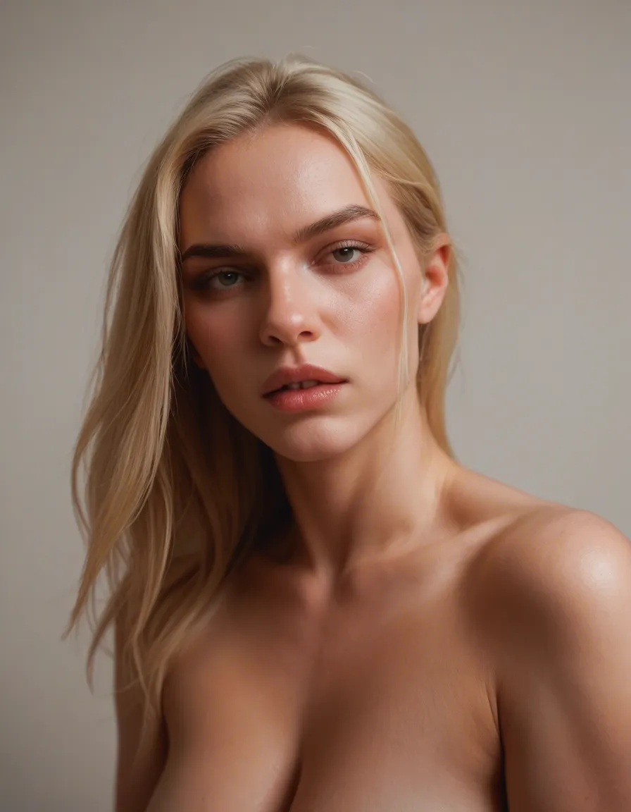 Blonde Girl with Small Boobs mastrubating, score_9, score_8, candid photo, realistic skin texture, visible skin pores, film grain, depth of field
