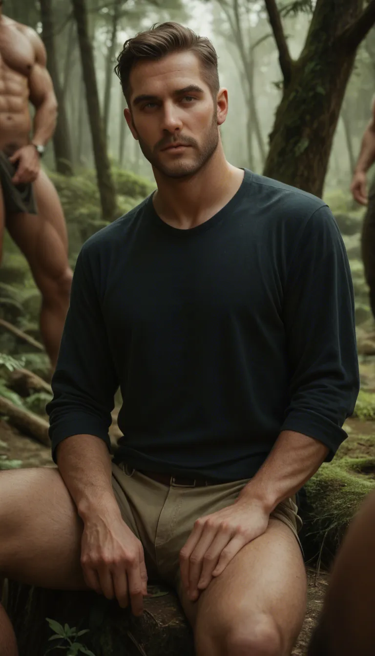 best quality, hyperrealistic, 3 boys, hi please make a picture of three men sitting in front of a tree and they decide to put on a show for a reader (who is in the story likes men in sandals,this is a POV),please add lots of close up shots of all three men sandal clad feet during the left foot action,the men are in the pattern blue,red,yellow meaning one male has brown hair , one male has red hair and one male has blonde hair ,please make the comic longer,please add speech bubbles too,the final close up is of their soles as they sit on the ground with their ankles crossed and feet wriggling,please make their feet and soles oiled up,the story starts with the reader walking and the reader sees the three men