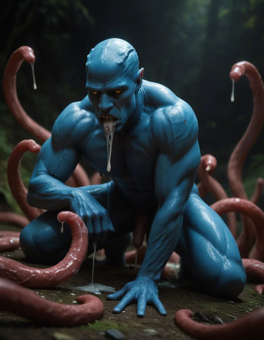 bound, male_focus, muscular_male, milking, alien,probe, stretched ass, cum_in_mouth, cumdrip, slime, tentacles,, score_9, score_8, candid photo, realistic skin texture, visible skin pores, film grain, depth of field