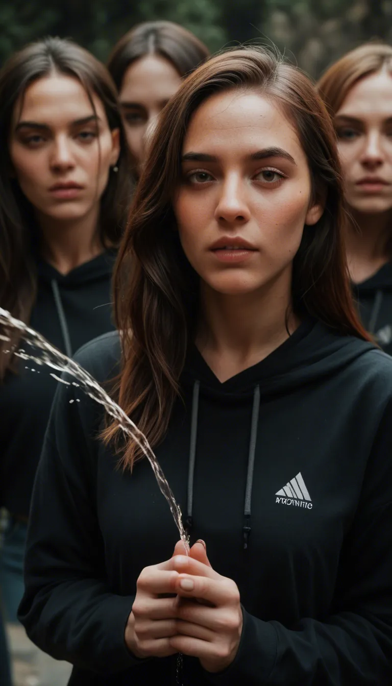 8k, sharp focus, detailed skin, 4women, swept bangs, long sleeves, squirting, film photography