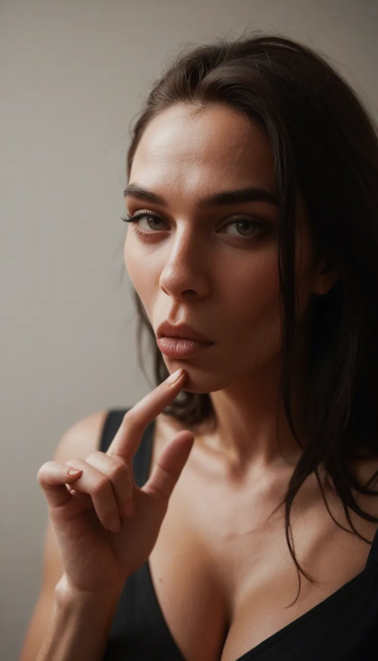 Black Woman, slowly sucking her finger