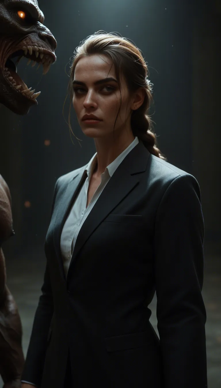 professional photo, high detail, fitness model, braid, official alternate costume, monster , dslr quality