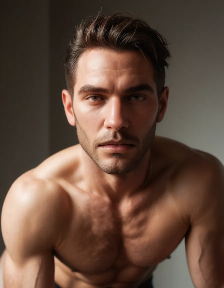realistic gay men doggystyle, score_9, score_8, candid photo, realistic skin texture, visible skin pores, film grain, depth of field