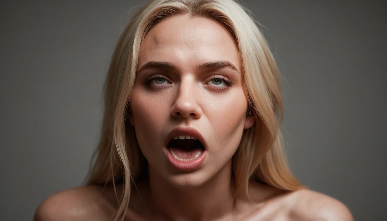 Hyper-realistic 8k cinematic video, extreme close-up, raw emotion. A sexy 25yo blonde woman screaming in intense pleasure, ecstatic face, eyes rolling back, heavy breathing, shouting. Black man sodomizing blonde woman from behind, rhythmic motion, physical intensity.
**Morphing process:** gradual skin color transition, blonde hair turning into black afro hair, skin darkening from pale to deep ebony, facial features shifting from Caucasian to African.
**Transformation details:** skin darkening, hair changing, features morphing, blonde to black woman, blonde to black woman, blonde to black woman.
Extreme pleasure, screaming, deep skin pigmentation shift, organic transformation, high contrast, detailed skin pores, sweat, 60fps, highly detailed.