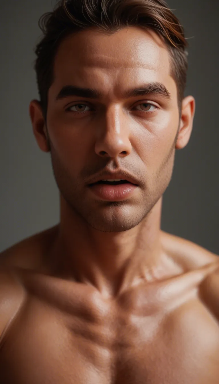 8k, sharp focus, detailed skin, close-up, fitness model, moaning, muscular male, lifelike render