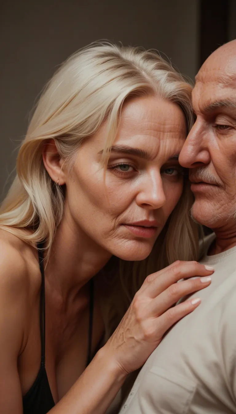A white cute blonde 18 old woman getting kissed on her boobs by a man