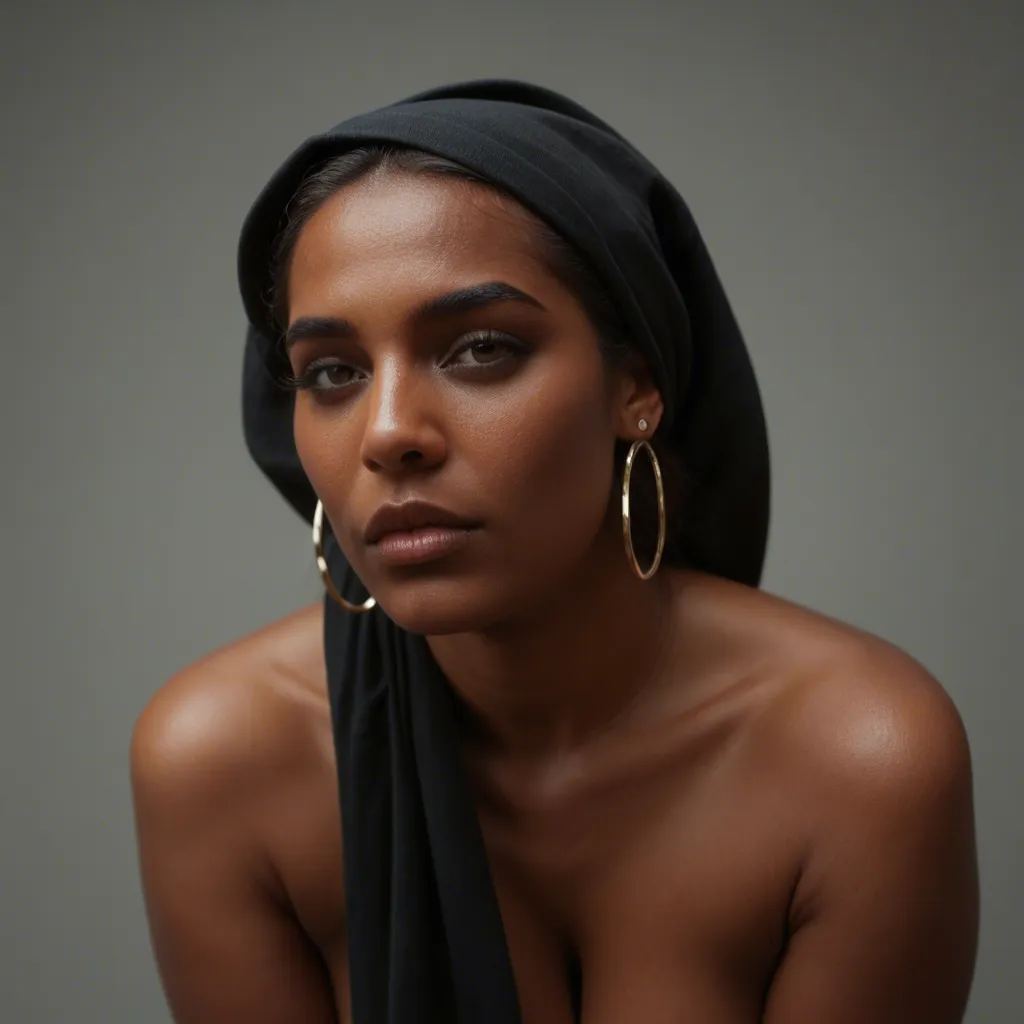 Beautiful ultraorthodox chubby Israeli woman, hair wrapped by black silk headscarf, 35 years old, loop earrings, dark skin, huge tits hanging on, long skirt and panties pulled down, released open bra exposing her tits, long socks, fucked doggystyle by two men, fucked in ass, fucked hardly, anal, hairy pussy, creampie, giving fellatio, construction site, workers in background are watching