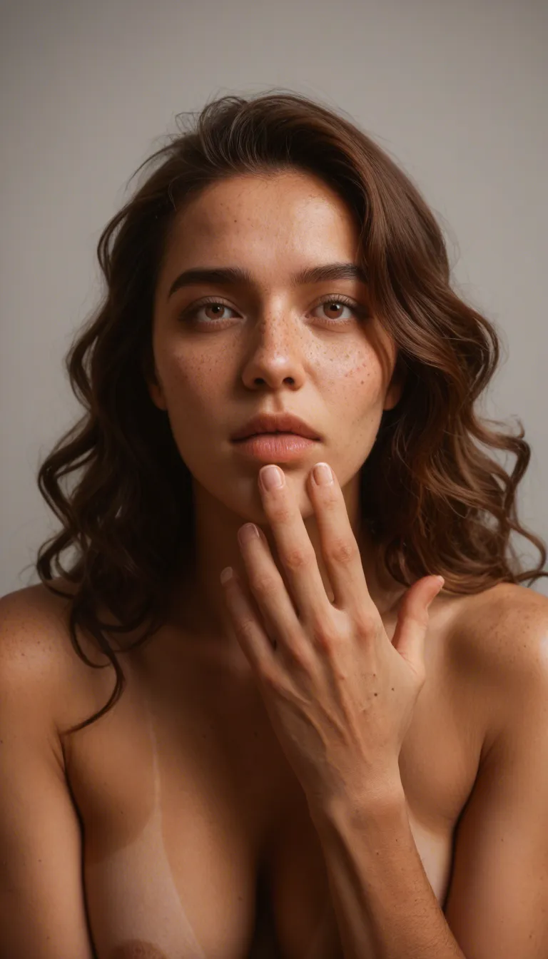 ultra high definition, ultra realistic image. highly detailed faces, eyes and pupils, mouth. highly detailed hands. highly detailed feet. (detailed beauty pretty face, age 24, realistic photo) mexican american, warm tan skin, fine freckles, pretty hazel eyes, soft face, brown messy wavy hair. pink toe nail polish on her toes. She has: (very airy slender lean skinny athletic build:0.05); chubby belly:1.9; plump thighs:1.9; thick hyper wide hips:1.9. ((Fully clothed modest, wearing plain beige cotton bra and matching panties that dig slightly into soft flesh)), standing view. standing next to old man with small penis. female's hand on his small penis giving a handjob. full bodies in image, score_9, score_8, candid photo, realistic skin texture, visible skin pores, film grain, depth of field