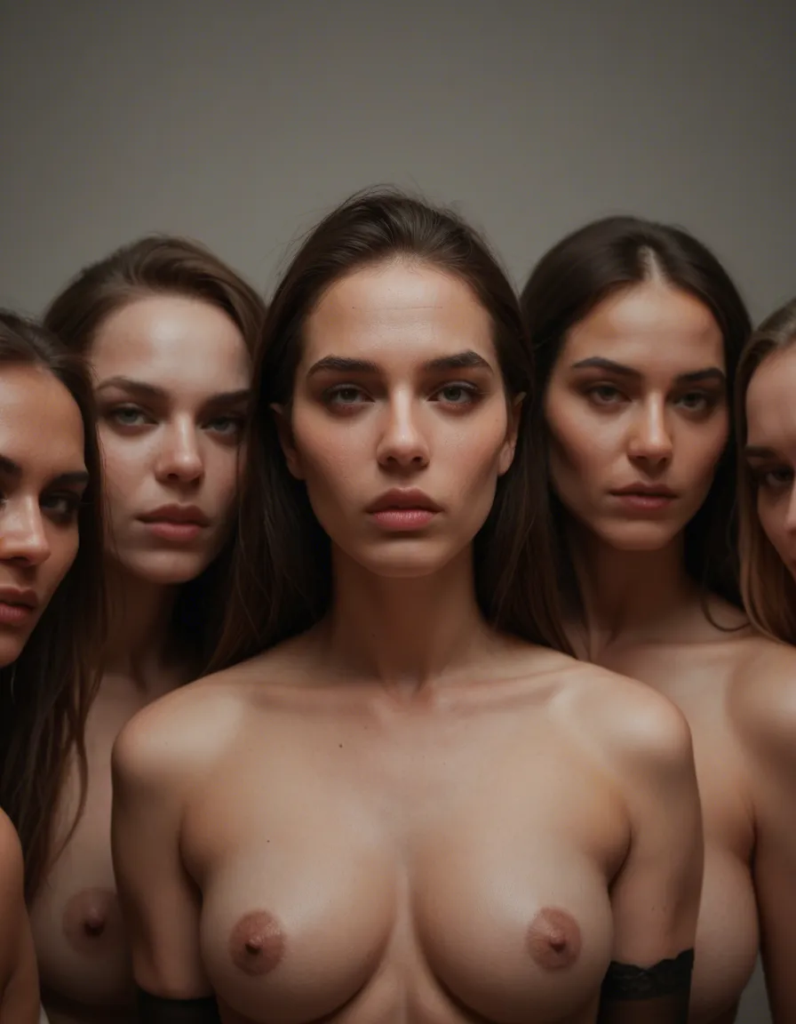 studio quality, sharp focus, 5women, elbow gloves, bondage, hyperrealistic, score_9, score_8, candid photo, realistic skin texture, visible skin pores, film grain, depth of field
