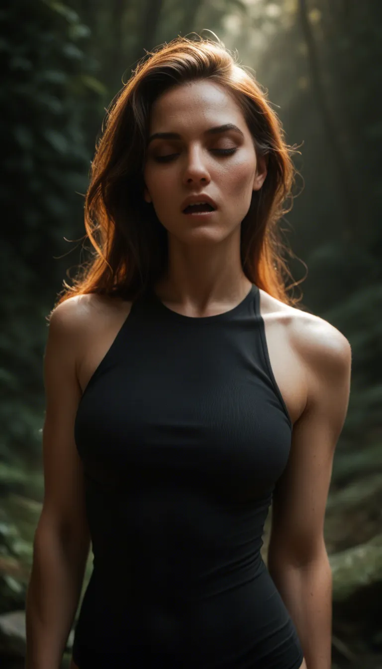 highly detailed, natural lighting, demon woman, sleeveless, moaning, studio photo