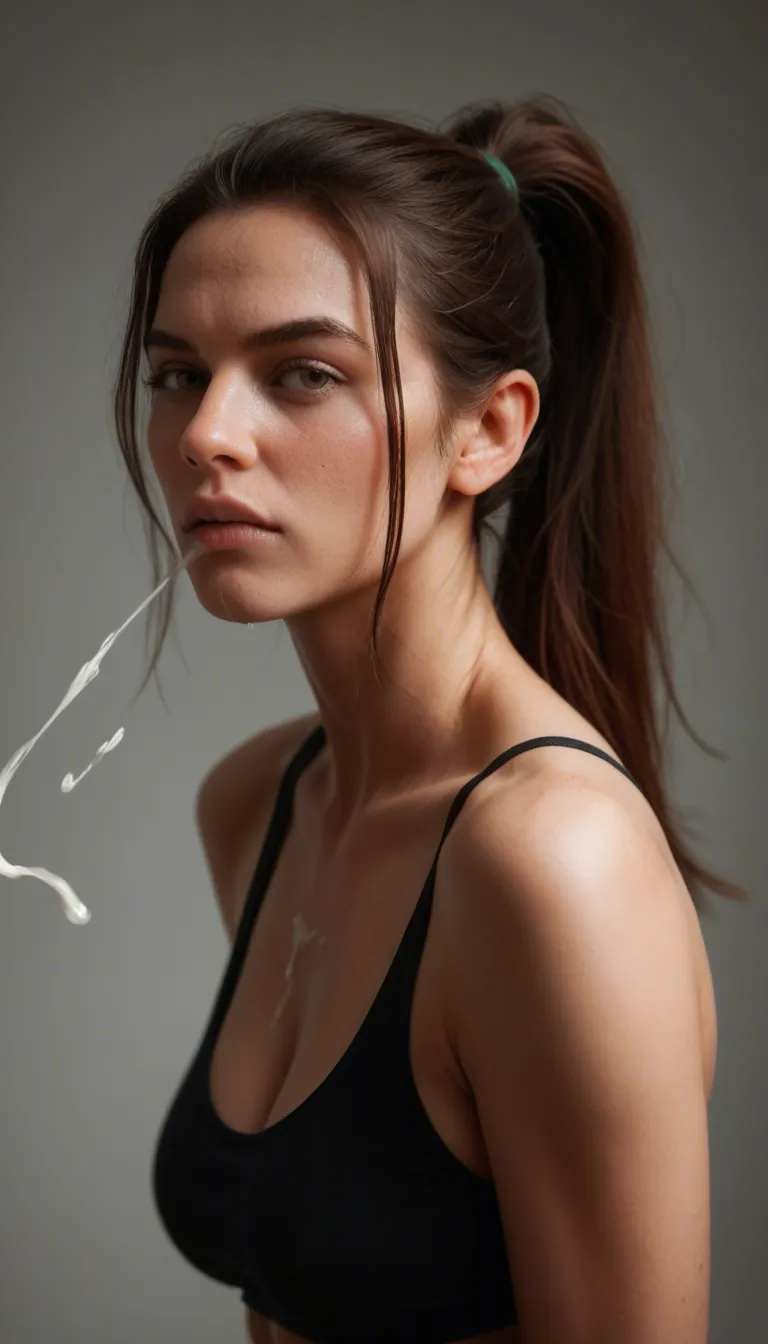 Cumming on ponytail