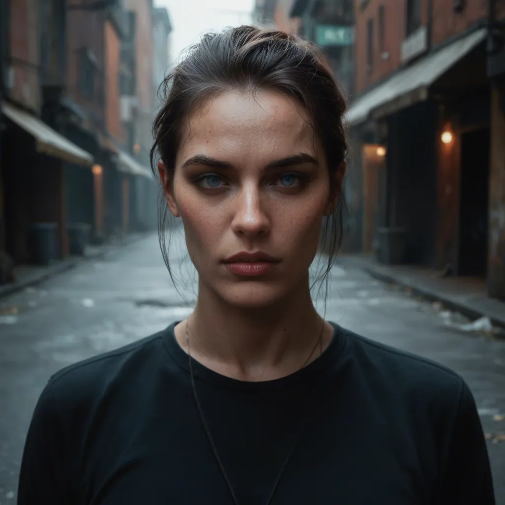 A raw, clandestine encounter set against the gritty backdrop of a midnight urban alleyway, illuminated by the stark, rhythmic pulsing of red and blue emergency lights from a nearby police cruiser. A stunningly fit police officer in her early 40s, her brown hair secured in a practical ponytail, is captured in a moment of intense passion; she is kneeling on the asphalt, her athletic physique and taut curves emphasized by the tight fit of her dark navy uniform. She is delivering a fast, fervent deepthroat blowjob to a towering, muscular dark-skinned officer whose face remains obscured, shifting the focus entirely to the visceral, close-up act of oral penetration. The atmosphere is thick with tension and secrecy, the cold industrial walls of the alley contrasting with the heat of the act, all framed by a static, intimate camera angle that captures every detail of their forbidden tryst.