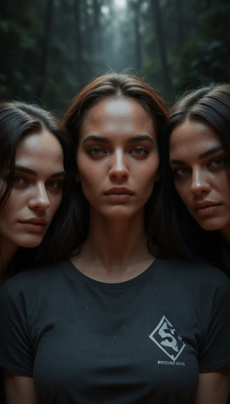 8k, sharp focus, detailed skin, 4women, shirt, presenting, moonlight, natural skin texture