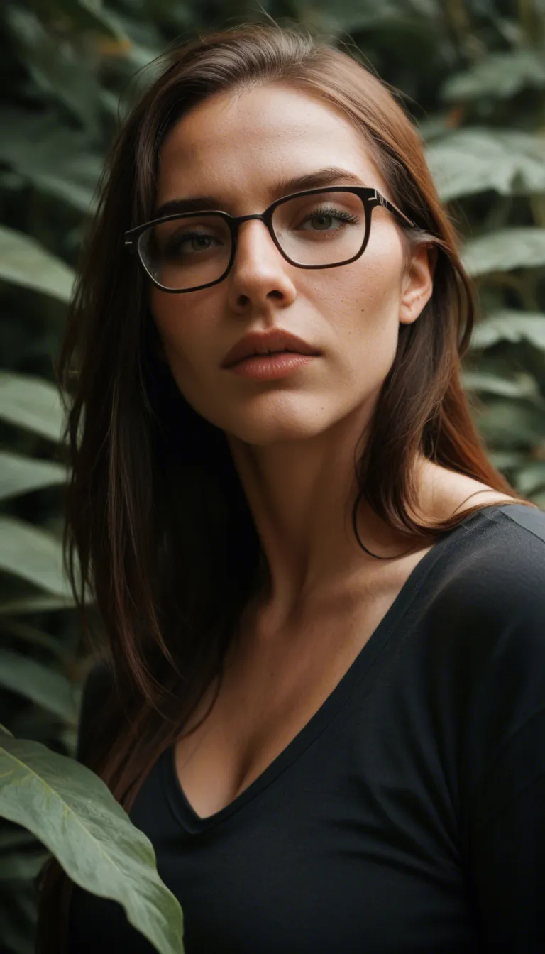 cinematic photo, 8k, multiple girls, futanari, glasses, plant, cinematic realism