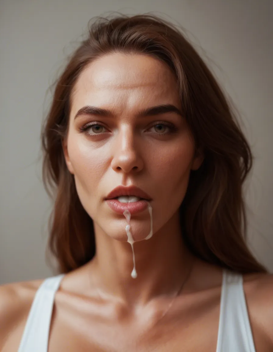 mature_female cum_in_mouth, score_9, score_8, candid photo, realistic skin texture, visible skin pores, film grain, depth of field
