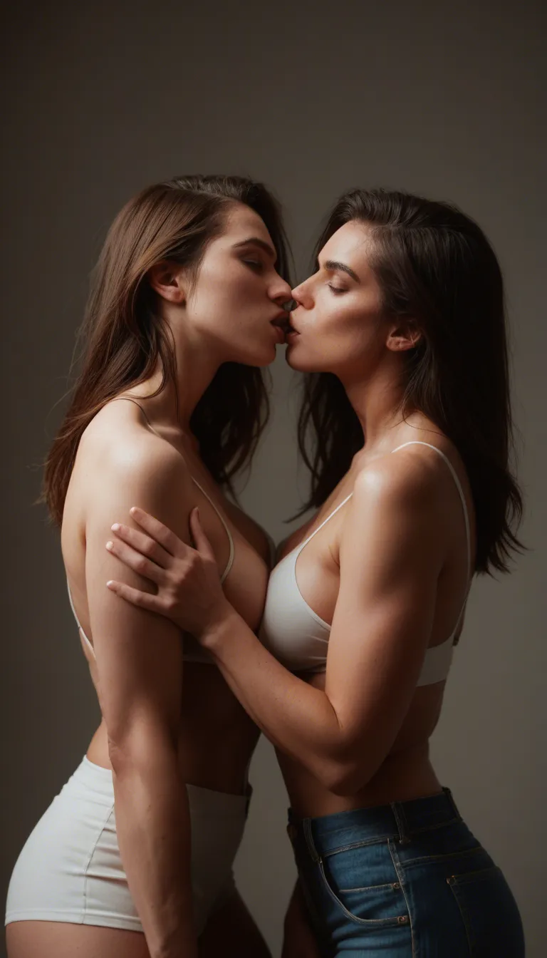 Two lesbians kissing