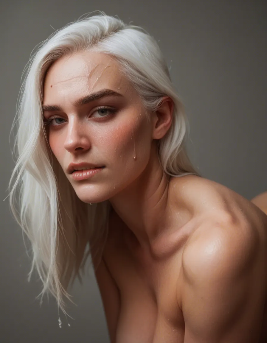 Think mail cum_on_body cumdrip white hair biting lip blushing sweating fingering ass, score_9, score_8, candid photo, realistic skin texture, visible skin pores, film grain, depth of field