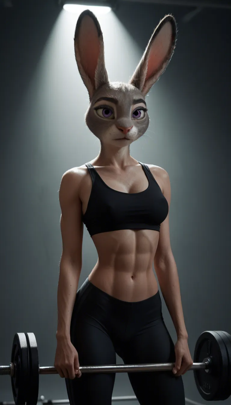 Judy Hopps exact head from Zootopia, large purple eyes, soft gray fur, tall athletic hourglass gym woman body, slim defined waist, full soft natural breasts, thick toned thighs, round firm high projected glutes, completely nude, riding a thick cock in cowgirl position, slow deep grinding hips, head tilted back, eyes half-closed, mouth open moaning, intense pleasure, flushed face, soft warm lighting
