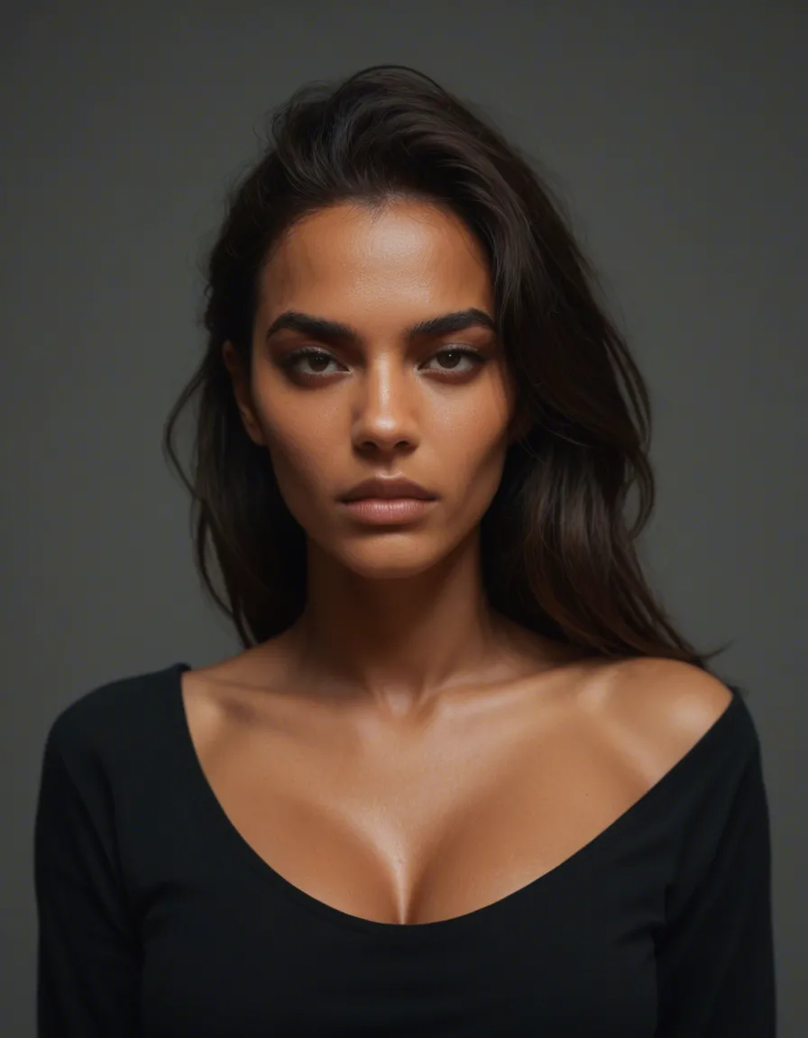 Latina woman next to a black man, score_9, score_8, candid photo, realistic skin texture, visible skin pores, film grain, depth of field