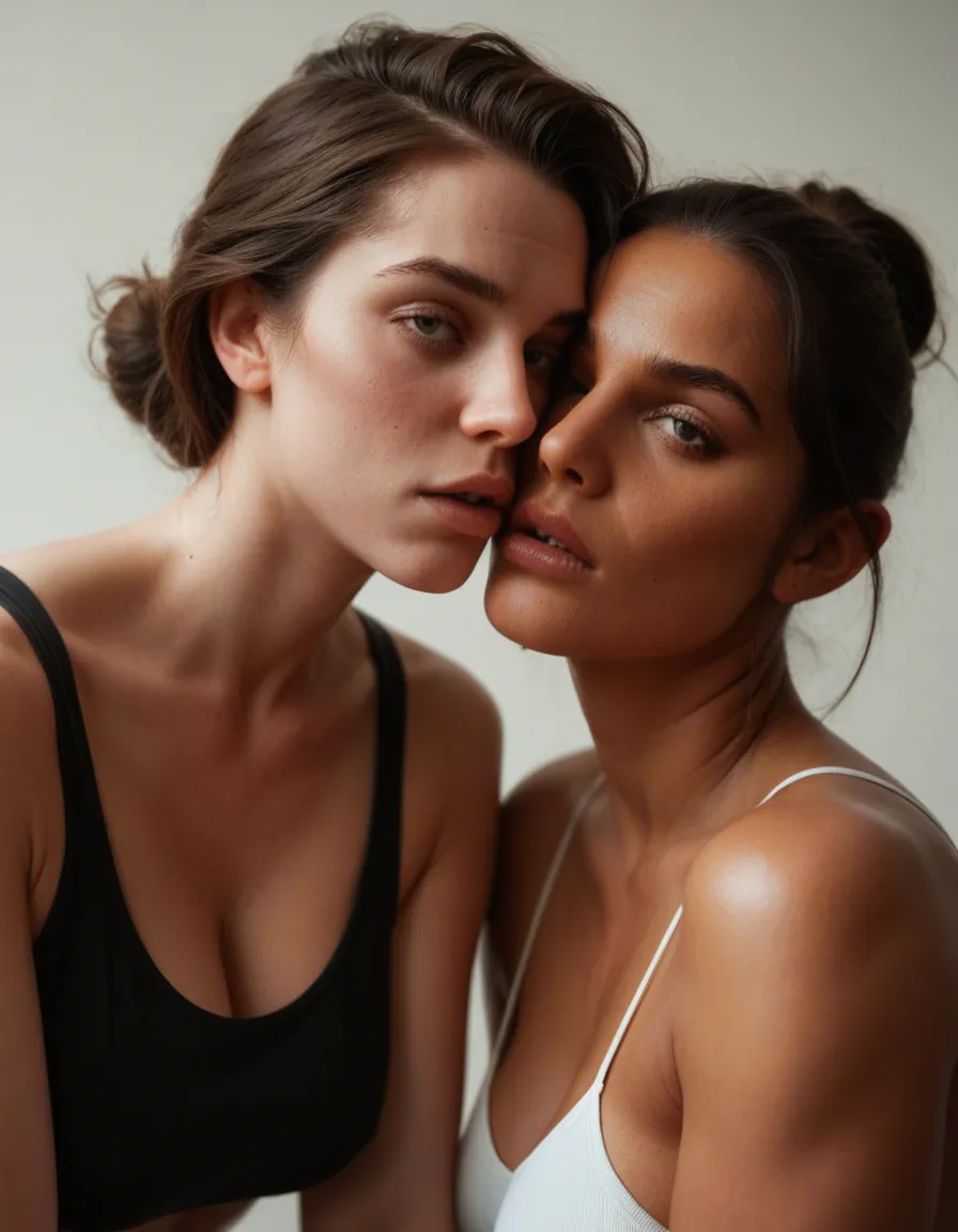 ultra HD, lifelike, 2women, deepthroating, ballsdeep, big tits, taking turns, score_9, score_8, candid photo, realistic skin texture, visible skin pores, film grain, depth of field