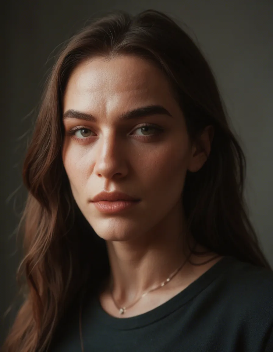 frau mit dicken hüften. dünn kleine brüste, score_9, score_8, candid photo, realistic skin texture, visible skin pores, film grain, depth of field