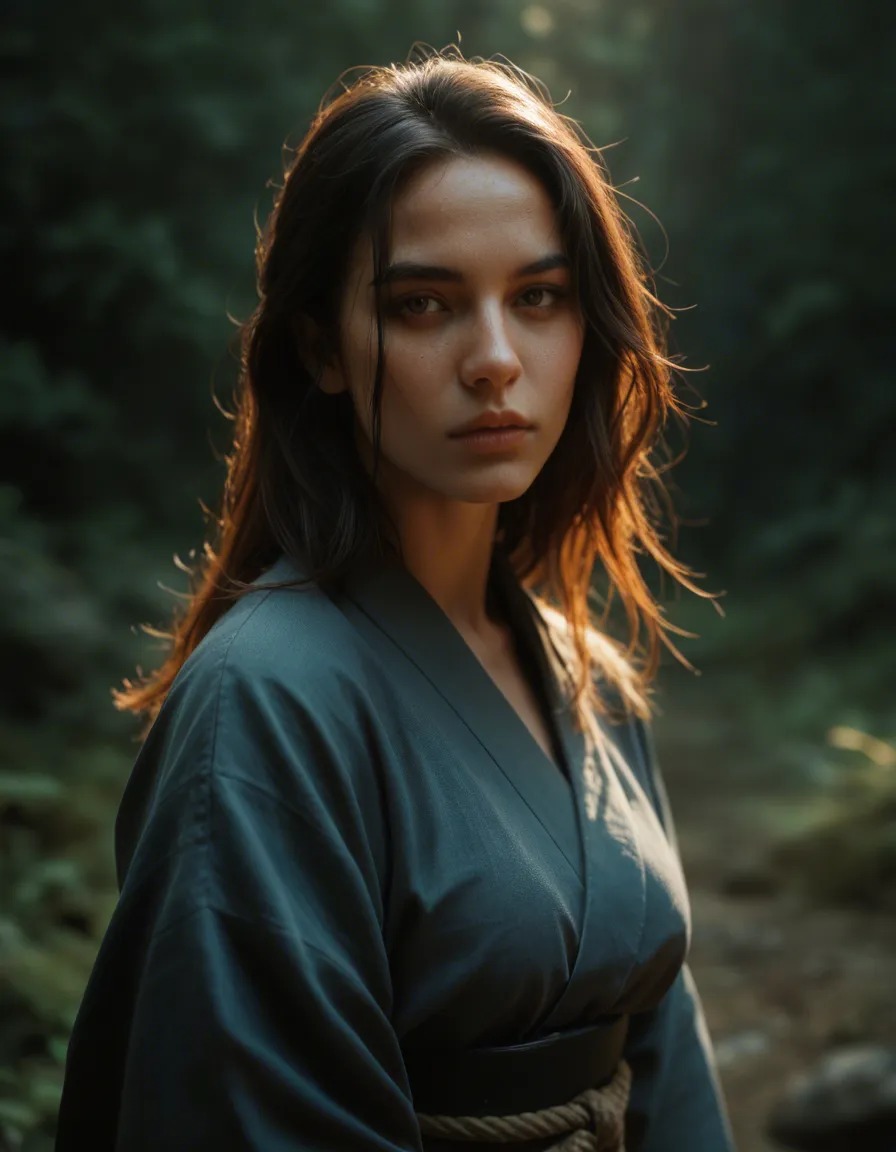 highly detailed, natural lighting, solo, two-tone hair, japanese clothes, futanari, lifelike render, score_9, score_8, candid photo, realistic skin texture, visible skin pores, film grain, depth of field
