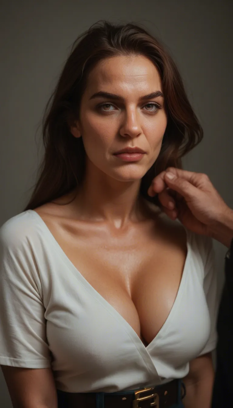 a man squeezing the breasts of a mature_female