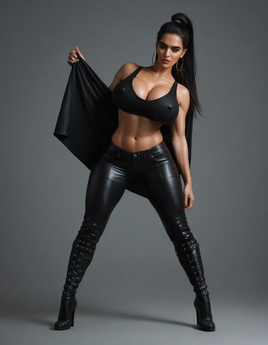 full_body wiew best quality, hyperrealistic, sexy beautiful latino milf , huge tits, breast expansion, huge_breasts , huge erect nipples , black thigh highs leather boots, long black hair in a high_ponytail , simple background, hoop_earrings, score_9, score_8, realistic skin texture,, film grain, depth of field, score_9, score_8, candid photo, realistic skin texture, visible skin pores, film grain, depth of field, full_body view, score_9, score_8, candid photo, realistic skin texture, visible skin pores, film grain, depth of field, score_9, score_8, candid photo, realistic skin texture, visible skin pores, film grain, depth of field, sexy smoking a cigarette, score_9, getting fucked in the ass by a man score_8, candid photo, realistic skin texture, visible skin pores, film grain, depth of field, score_9, score_8, candid photo, realistic skin texture, visible skin pores, film grain, depth of field, score_9, score_8, candid photo, realistic skin texture, visible skin pores, film grain, depth of field, score_9, score_8, candid photo, realistic skin texture, visible skin pores, film grain, depth of field