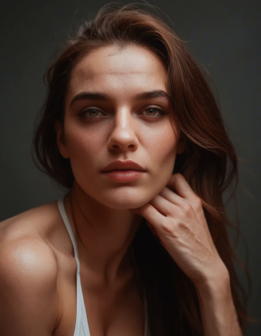 frau liegt in einem Bett. Mann liegt auf der Frau, score_9, score_8, candid photo, realistic skin texture, visible skin pores, film grain, depth of field