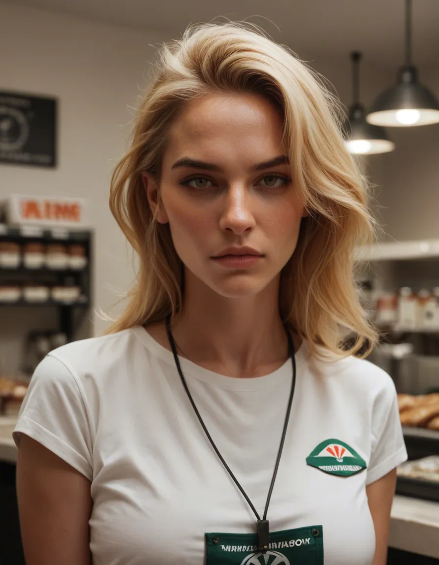 8k, sharp focus, detailed skin, zambrero hot blonde_hair girl worker at a burrito store jerking off the manager, score_9, score_8, candid photo, realistic skin texture, visible skin pores, film grain, depth of field