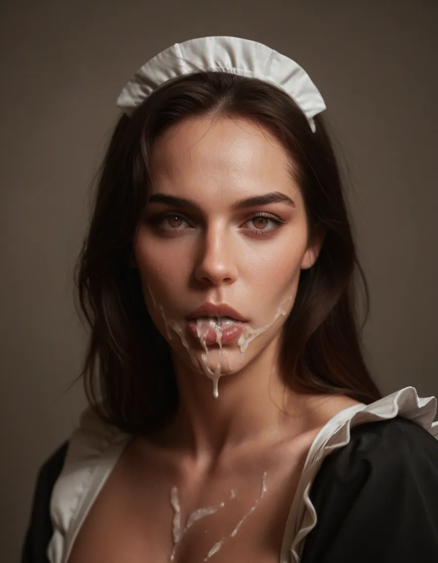 8k, sharp focus, detailed skin, maid, heart, presenting, moonlight, photorealistic, cum_in_mouth m covered_eyes, score_9, score_8, candid photo, realistic skin texture, visible skin pores, film grain, depth of field