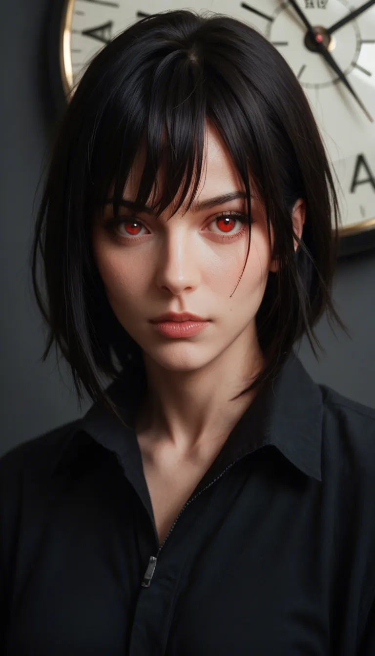 masterpiece, best quality, anime style, Tokisaki Kurumi from Date A Live, long black hair with red tips, red eyes, clock eye, wearing black stockings, feet close-up, a guy licking her feet, foot worship, detailed feet, soft lighting, high detail, 8k