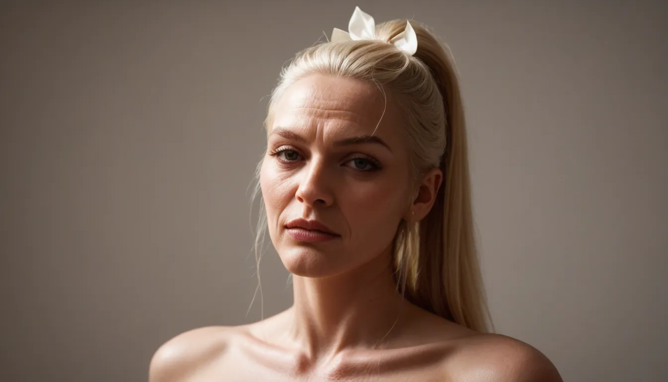 Photograph of LilyCH a youn 20 year old woman with long blonde hair styled in a high ponytail and secured with a silk hair ribbon. She has fair skin with visible freckles and small cute breasts. She is happy and smiles softly
-.masterpiece, best quality, amazing quality, absurdres, very aesthetic, 1woman, looking at viewer, full body, sitting, cute, kawaii, smile, indian style, teeth, grin, beads, collarbone, plaid, necklace, pink nails, bracelet, fake nails, nail polish, choker, bead bracelet, necktie, earrings, jewelry, colored tips, navel, bare foot, single glove, pencil lines, sketch, kawaii woman, soft shadows, dramatic lighting, detailed rendering, 8k resolution, perfect eyes, cel shading, high contrast, traditional media