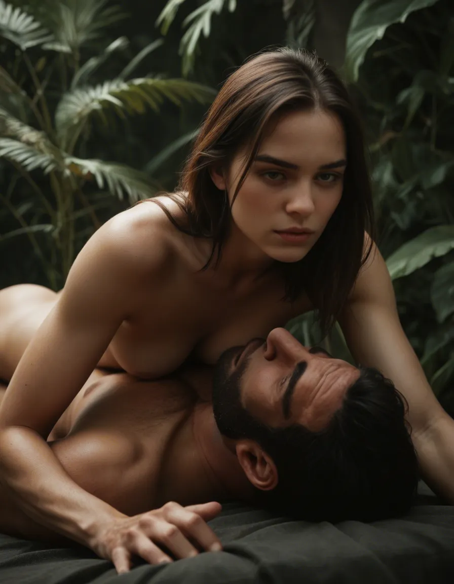 dslr, film grain, photorealistic, 1boy, 69 position, bare shoulders, plant, 8k uhd photo, score_9, score_8, candid photo, realistic skin texture, visible skin pores, film grain, depth of field