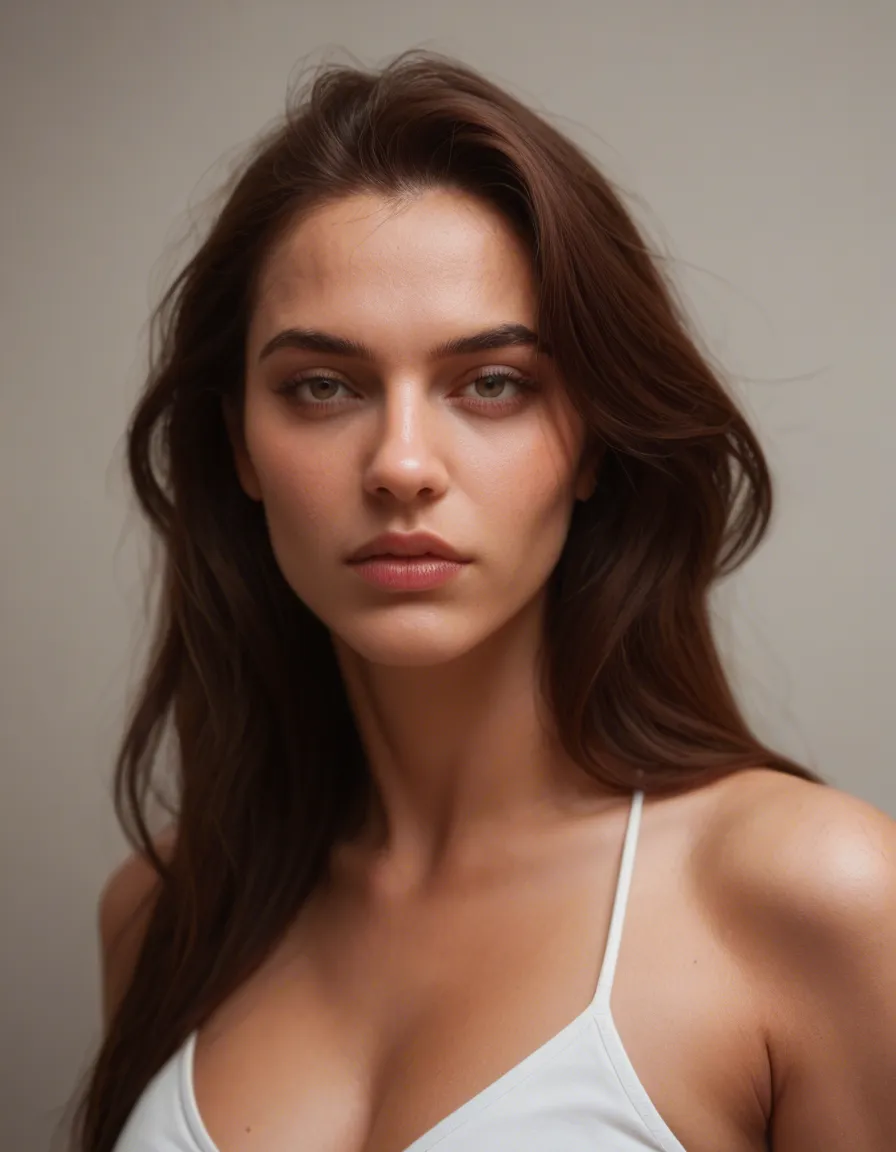 Haz la imagen de una morena sexy siendo cogida en un motel, score_9, score_8, candid photo, realistic skin texture, visible skin pores, film grain, depth of field