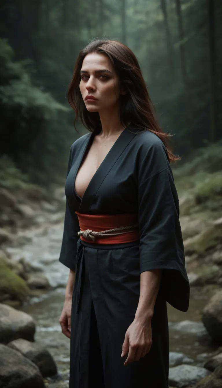 cinematic photo, 8k, succubus, futanari transformation, floating hair, japanese clothes, studio photo