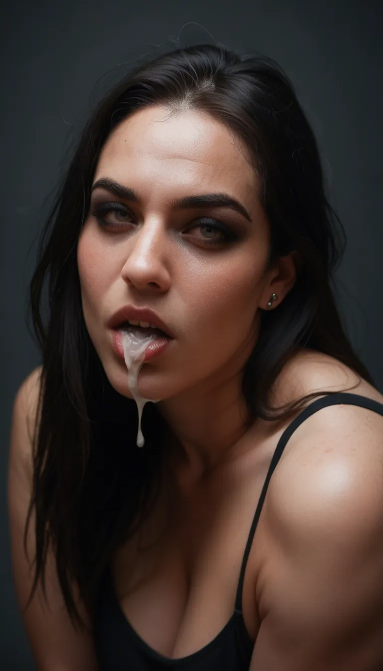 A bbw goth girl, cum_in_mouth