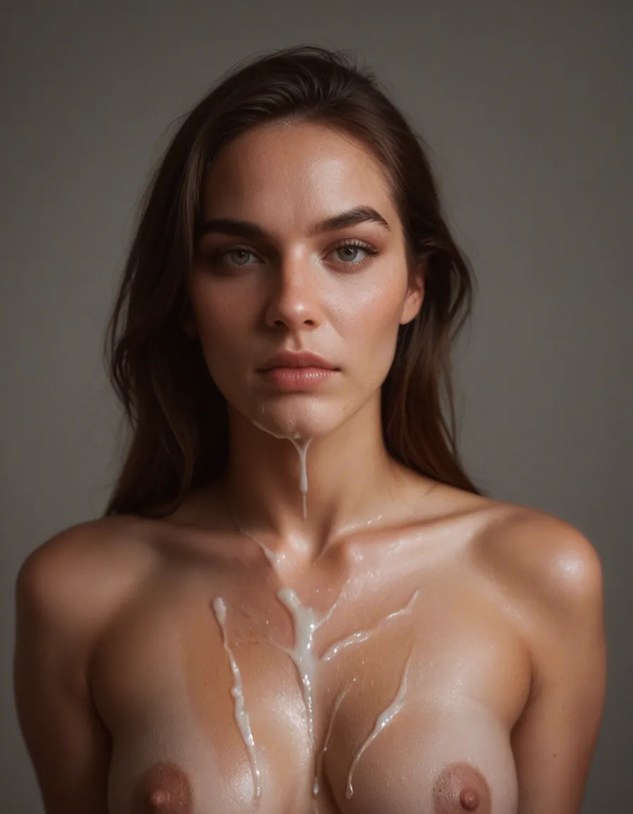 cum covered, nude, score_9, score_8, candid photo, realistic skin texture, visible skin pores, film grain, depth of field
