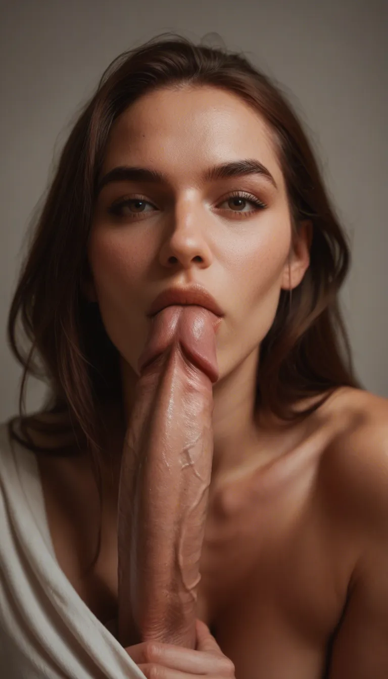 studio quality, solo, futanari, self_suck_penis, cute_girl.