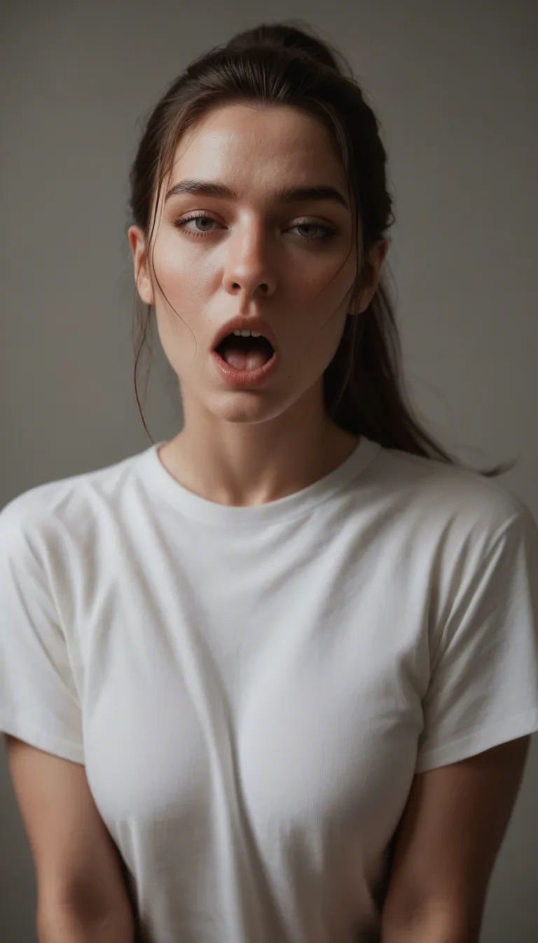 sharp focus, 8k uhd, multiple women, ponytail, white shirt, moaning, studio lighting, dslr quality