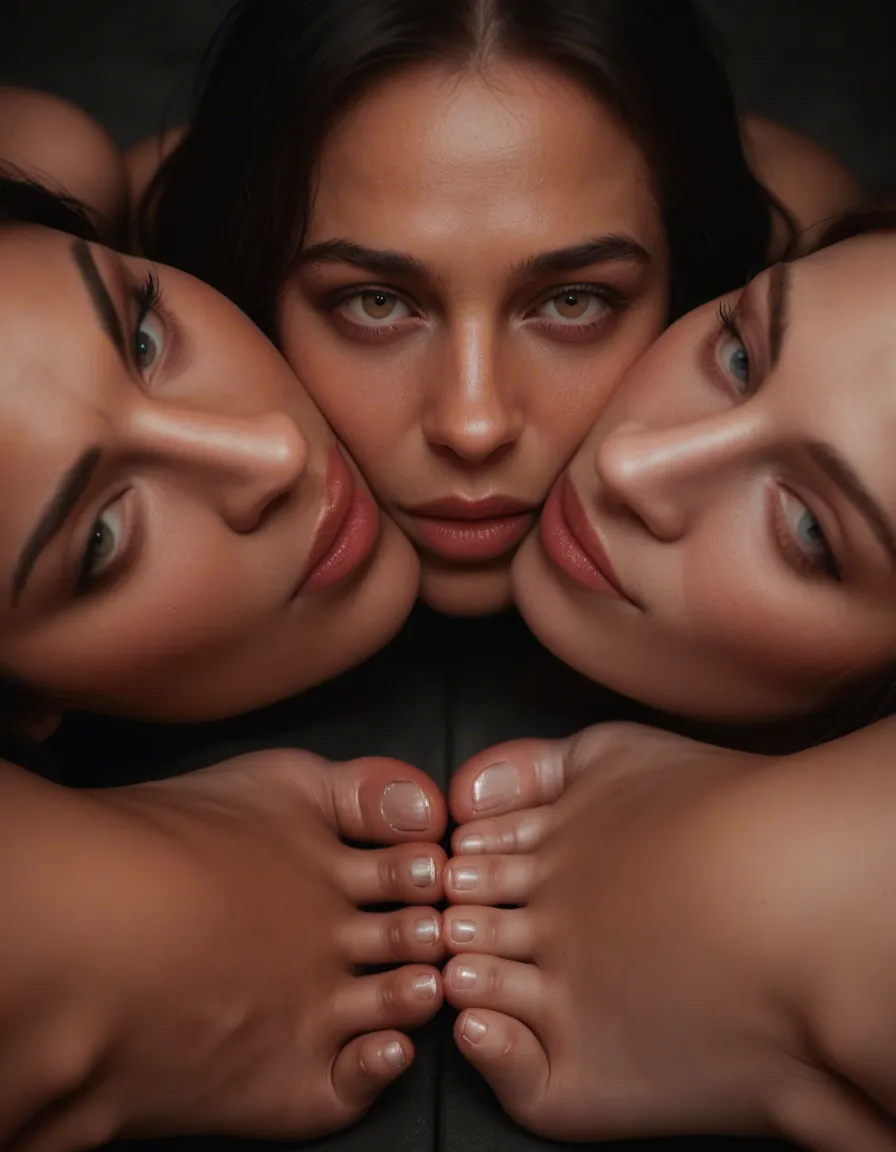 dslr, film grain, photorealistic, extreme close-up, 6+girls, fully nude, feet out of frame, night, studio photo, score_9, score_8, candid photo, realistic skin texture, visible skin pores, film grain, depth of field