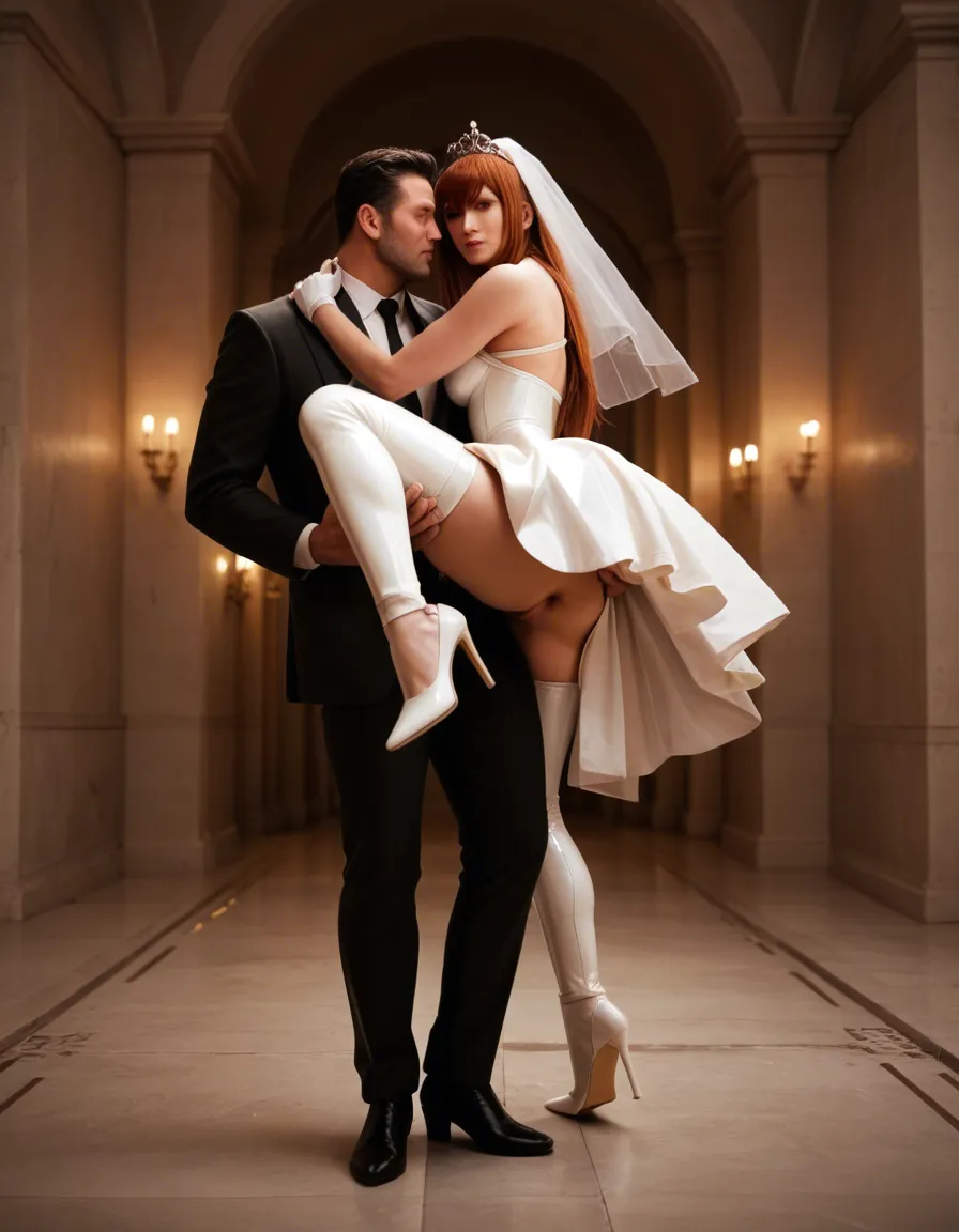 RAW photo, ultra realistic, male focus, cinematic photo, 8k, @makise_kurisu, pink_latex_dress, bride_dress, running, bdsm, tight_clothes, high_heels, shibari, princess_carry, anus indoors, long_hair, #6+boys, flower, score_9, score_8, candid photo, realistic skin texture, visible skin pores, film grain, depth of field