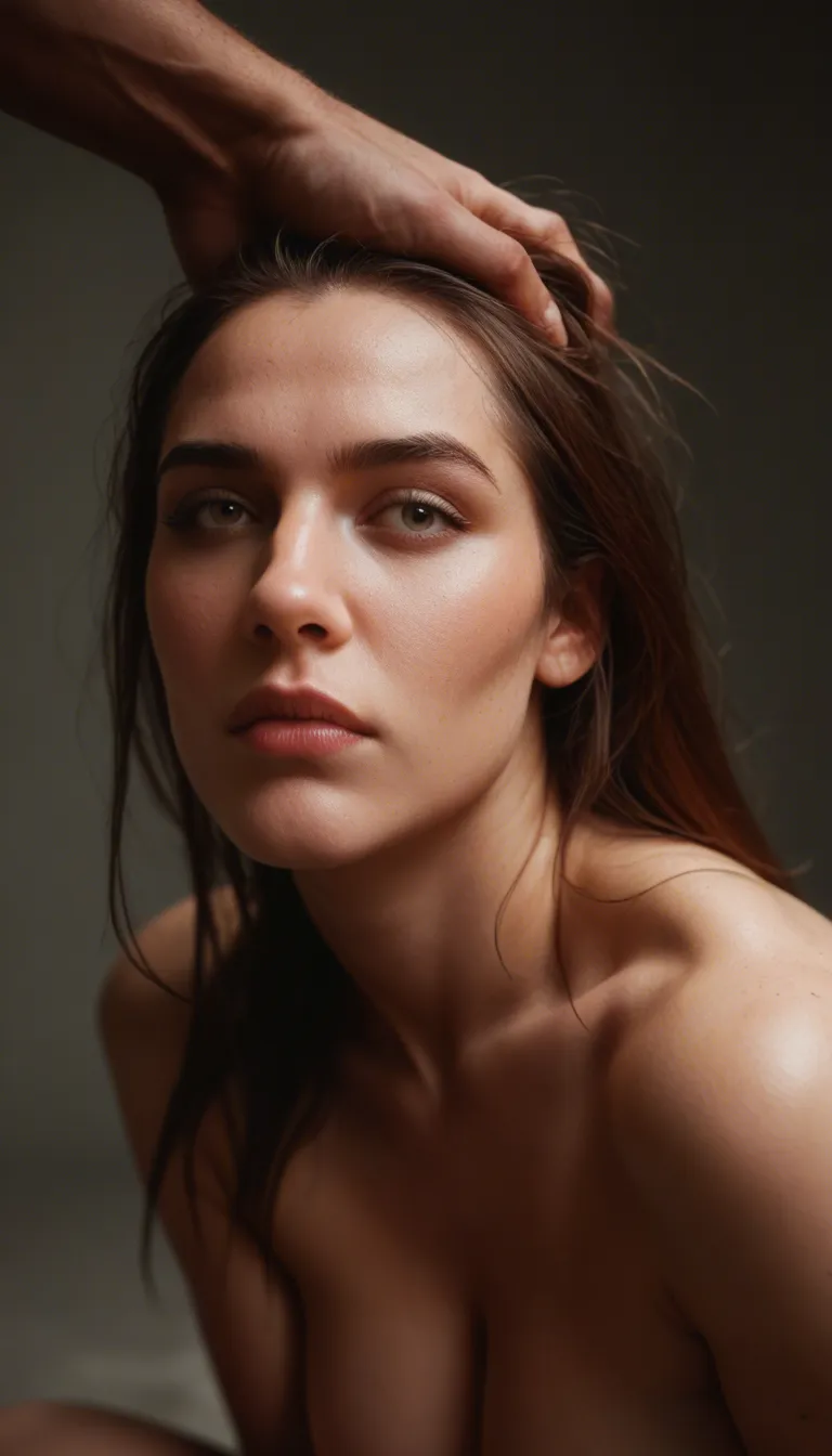 a man appears on the side of the view. then he is quickly grabs her head and drags her head and body around into a kneeling position in front of him with quick motions. the camera moves back a bit. then she gives him a deepthroat blowjob.he is grabbing her head and rapidly moving her head back and forth along the length of the entire penis. he rapidly thrusts his hips back and forth moving the penis inside her mouth