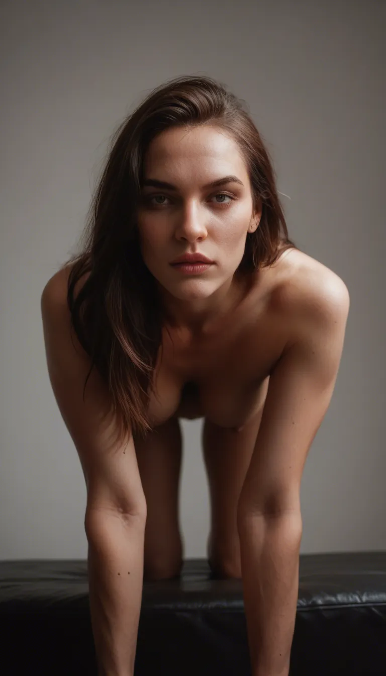 ultra HD, lifelike, solo female, bent over, nail polish, simple background, intense passion, dslr quality