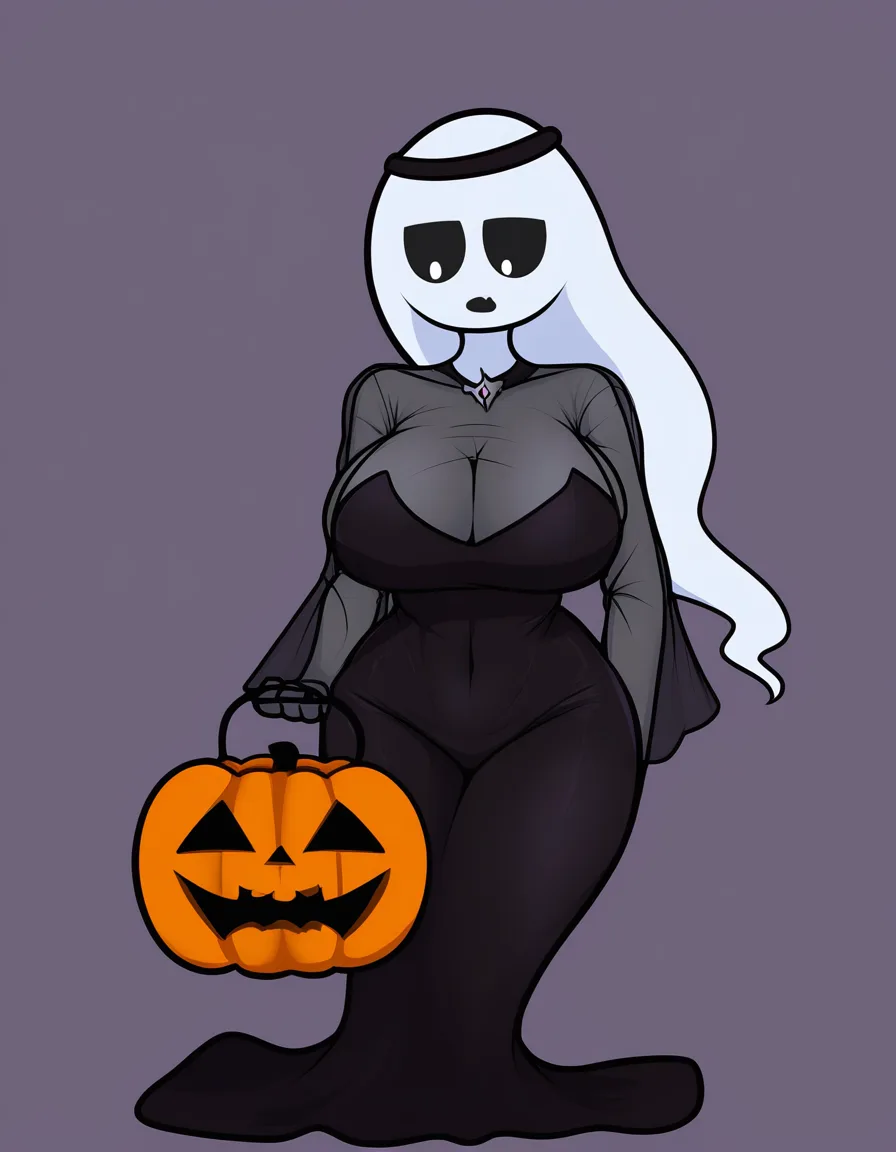 dress up as a ghost,ghost girl,halloween, see-through_clothes , curvy, hentai_studio_quality
