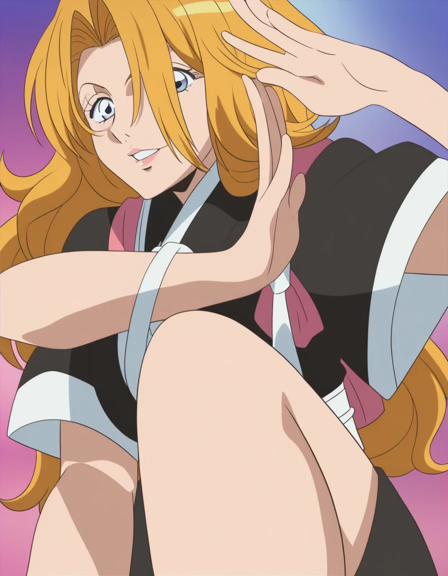 @matsumoto_rangiku, (anime style:1.3), 2d, anime screencap, cel shading, flat color